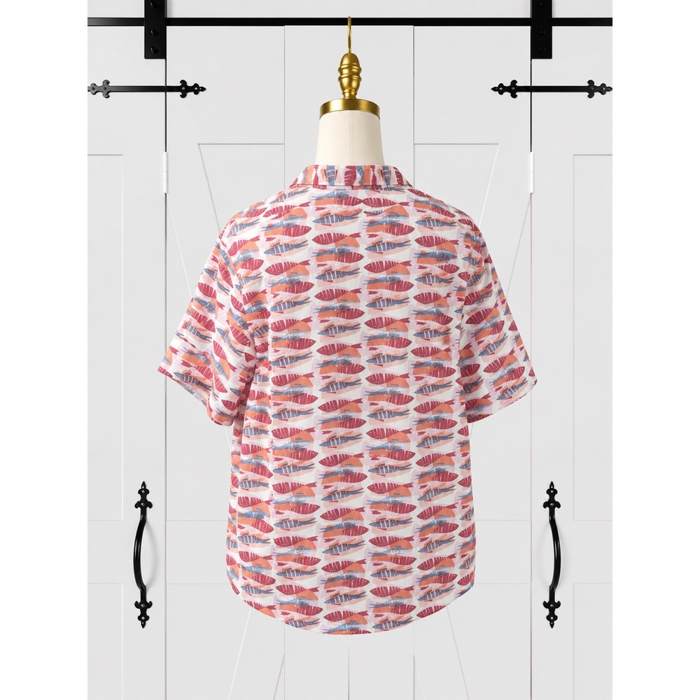 L.L. Bean UPF Sun Shirt Vented Outdoor Hiking Mesh Shirt 2X Novelty Fish Print - Picture 2 of 9